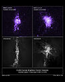 RX J1532.9+3021 taken with CLASH Survey. The image shows the high energy jets released by the supermassive black hole, affecting star formations in the brightest cluster galaxy.