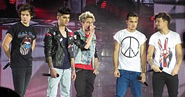 One Direction tijdens het concert in Glasgow op 27 februari 2013