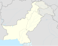 Mapa konturowa Pakistanu, blisko centrum na prawo znajduje się punkt z opisem „miejsce zdarzenia”