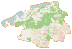 Mapa konturowa gminy Wicko, blisko centrum u góry znajduje się punkt z opisem „Kolonia Szczenurze”