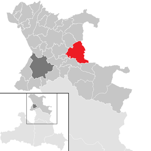 Lage der Gemeinde Thalgau im Bezirk Salzburg-Umgebung (anklickbare Karte)