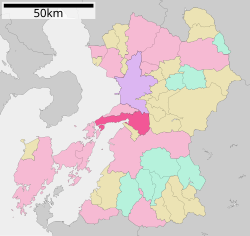 Ukin sijainti Kumamoton prefektuurissa