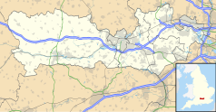 Mapa konturowa Berkshire, u góry po prawej znajduje się punkt z opisem „Maidenhead”