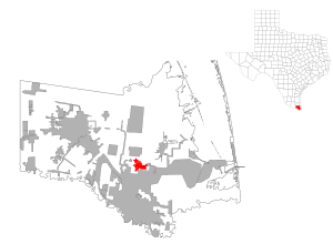 Lage von Los Fresnos im Cameron County (links) und in Texas (rechts)