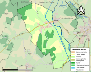 Carte en couleurs présentant l'occupation des sols.