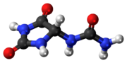 Ball-and-stick model of the allantoin molecule