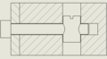 A cutaway drawing of a cross dowel in use