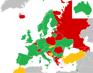 A coloured map of the countries of Europe