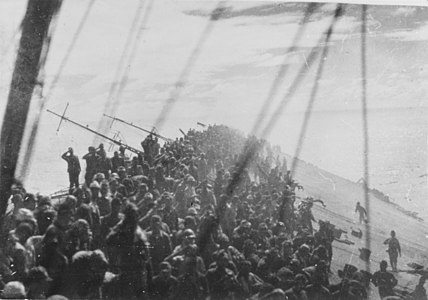 Lowering the flag on Zuikaku, 1944