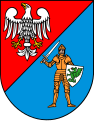 The coat of arms of the Pruszków County.