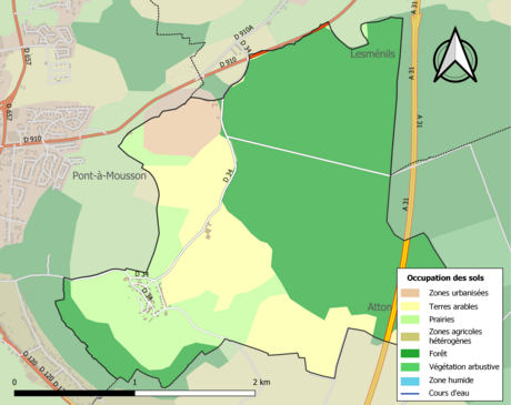 Carte en couleurs présentant l'occupation des sols.