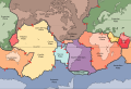 This map shows the main "plates" of the Earth's surface and which way they are moving.