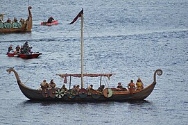 Filming for Vikings on the lake in 2015