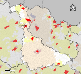 Localisation de l'aire d'attraction de Jarny dans le département de Meurthe-et-Moselle.