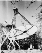 The first radio telescope: a 9-meter (30 ft) dish built by Grote Reber in his backyard in 1937