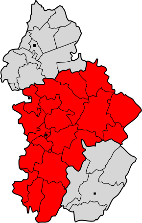 Arrondissement Lons-le-Saunier na mapě regionu Franche-Comté