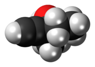 Space-filling model of methylpentynol