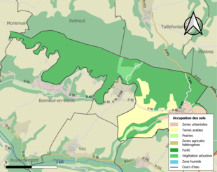 Carte en couleurs présentant l'occupation des sols.