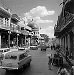 Al-Rashid Street in 1961 and the Haydar-Khana Mosque.