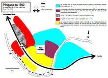 Schéma représentant une carte de Périgueux en 1900.