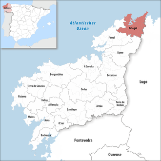 Die Lage der Comarca Ortegal in der Provinz A Coruña