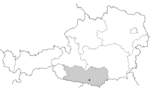 Map of Austria, position of Velden am Wörthersee highlighted