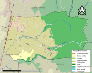 Carte en couleurs présentant l'occupation des sols.