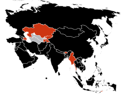 Cases of the A(H1N1) virus in Asia:   Deaths   Confirmed cases   Suspected cases   No reported cases