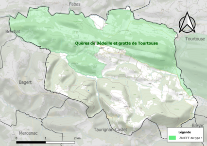 Carte de la ZNIEFF de type 1 sur la commune.