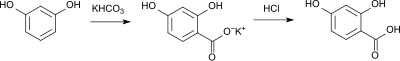 Herstellung von 2,4-Dihydroxybenzoesäure durch Kolbe-Synthese