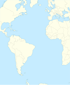 Mapa konturowa Oceanu Atlantyckiego, u góry nieco na prawo znajduje się punkt z opisem „miejsce zdarzenia”