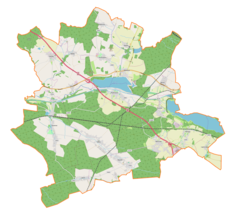 Mapa konturowa gminy Rudziniec, po prawej nieco na dole znajduje się punkt z opisem „Rzeczyce Śląskie”