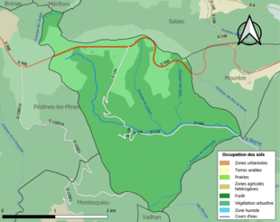 Carte en couleurs présentant l'occupation des sols.