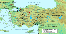 Geophysical map of Asia Minor, with cities, roads and provinces