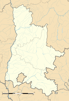 Mapa konturowa Drôme, w centrum znajduje się punkt z opisem „La Chaudière”