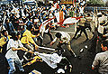 Image 27University students and police forces clash in May 1998 (from History of Indonesia)