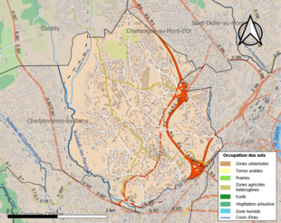 Carte en couleurs présentant l'occupation des sols.