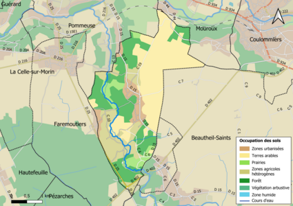 Carte des infrastructures et de l'occupation des sols en 2018 (CLC) de la commune.