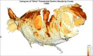 Cartogram of "Other" presidential election results by county