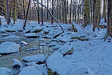 Der Spreepark im Winter mit den Herkulessteinen.