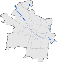 Mapa konturowa Gliwic, po prawej znajduje się punkt z opisem „Gliwice Wąskotorowe”