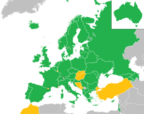 A coloured map of the countries of Europe