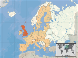 Localização do Reino Unido da Grã-Bretanha e Irlanda do Norte