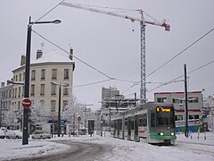 Rame de type Alsthom Vevey STE2 (n°919 sur l'ancienne ligne 5) dans la neige