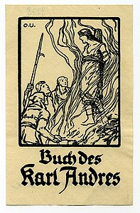 Exlibris für Karl Andres, Hexenverbrennung, 1920