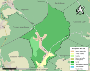 Carte en couleurs présentant l'occupation des sols.