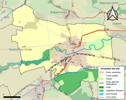 Carte en couleurs présentant l'occupation des sols.