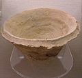 A clay bowl discovered on Marlik Hill, Egyptian Rosicrucian Museum, San Jose, California. This type of bowl could contain the ration of a day laborer who was forced to work.