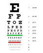 rows of alphabetic shapes in successively smaller sizes printed in black ink against a white background