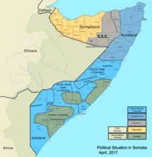 États et districts de la Somalie au 20 mai 2011.